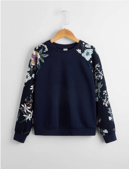 Moletom Feminino Manga Floral